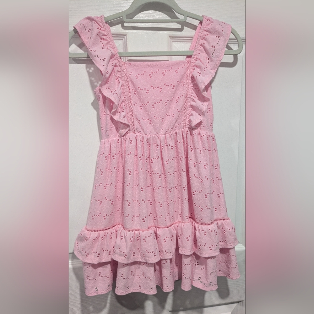 Btween Pink Sleeveless Sundress with Flutter Sleeves